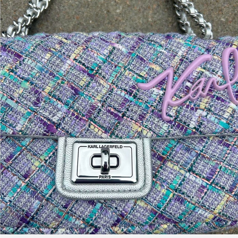 SOLD *** Karl Lagerfeld Agyness Tweed Twofer Shoulder & Matching Wristlet ***